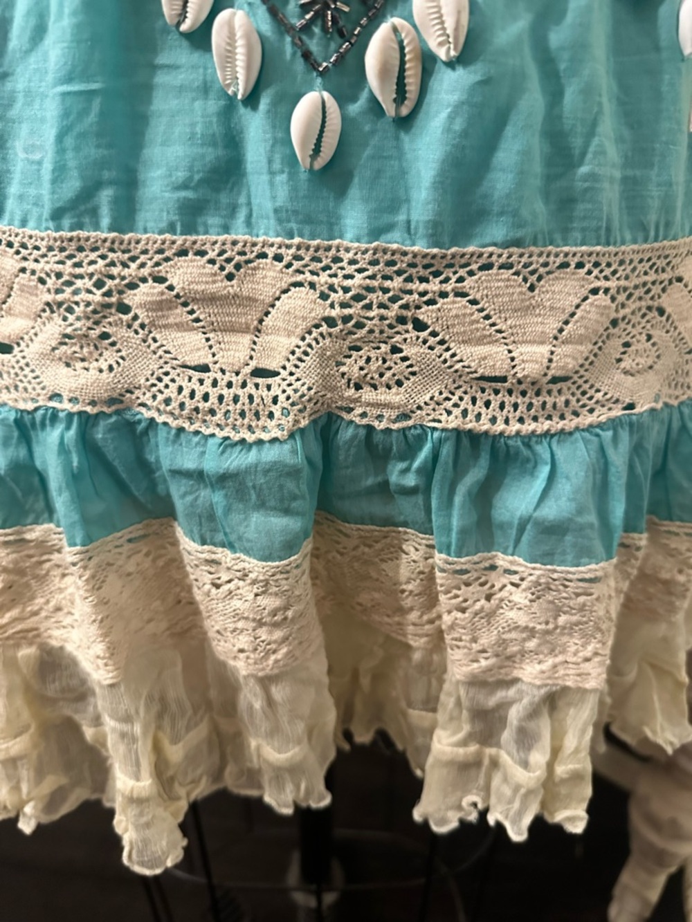 Turquoise Halter Shell-Trim Boho Dress - Picture 7 of 7